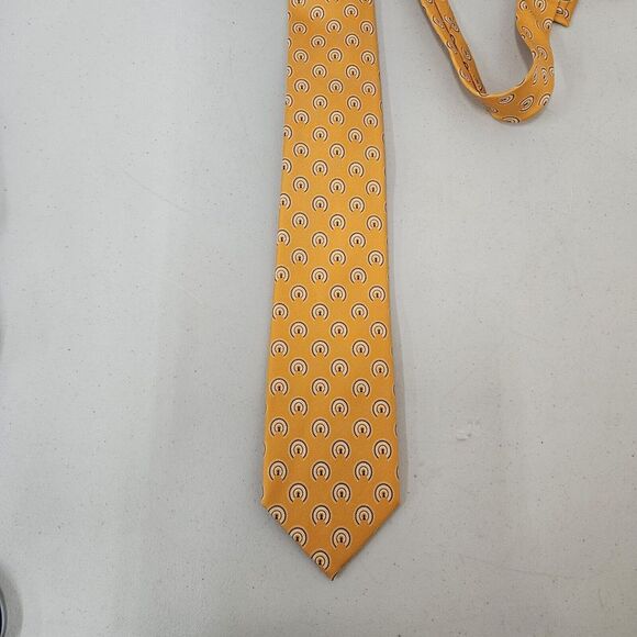 Pineda Covalin Mexico Mens Orange Silk Tie, Abstract Sphere Pattern - Picture 2 of 9